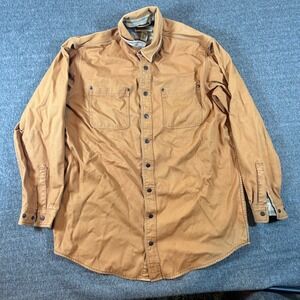 Vintage LL Bean Flannel Lined Hurricane Shirt Jacket Button Up Brown Mens L Tall